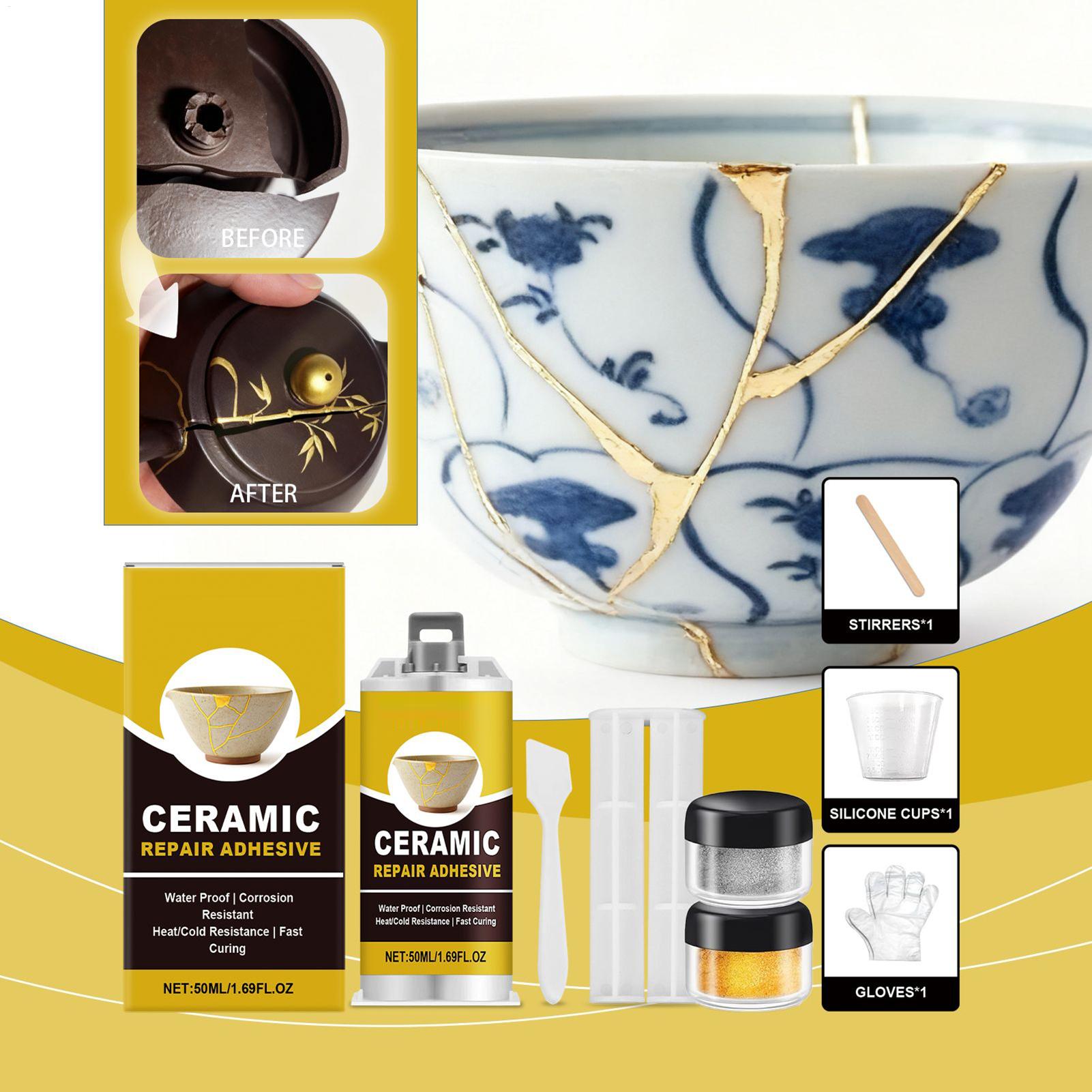 Art Craft Workshop - Japanisches Keramik-Reparaturset, Keramikkleber, lebensmittelechter Klebstoff für