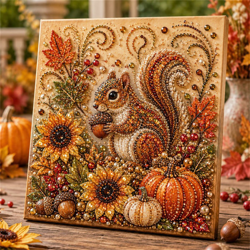 Art Craft Flower - Herbst-Diamantperlen-Malset, Herbst-Perlenkunst-Set für Erwachsene, Wald-Motiv, Anfängerfreundliches