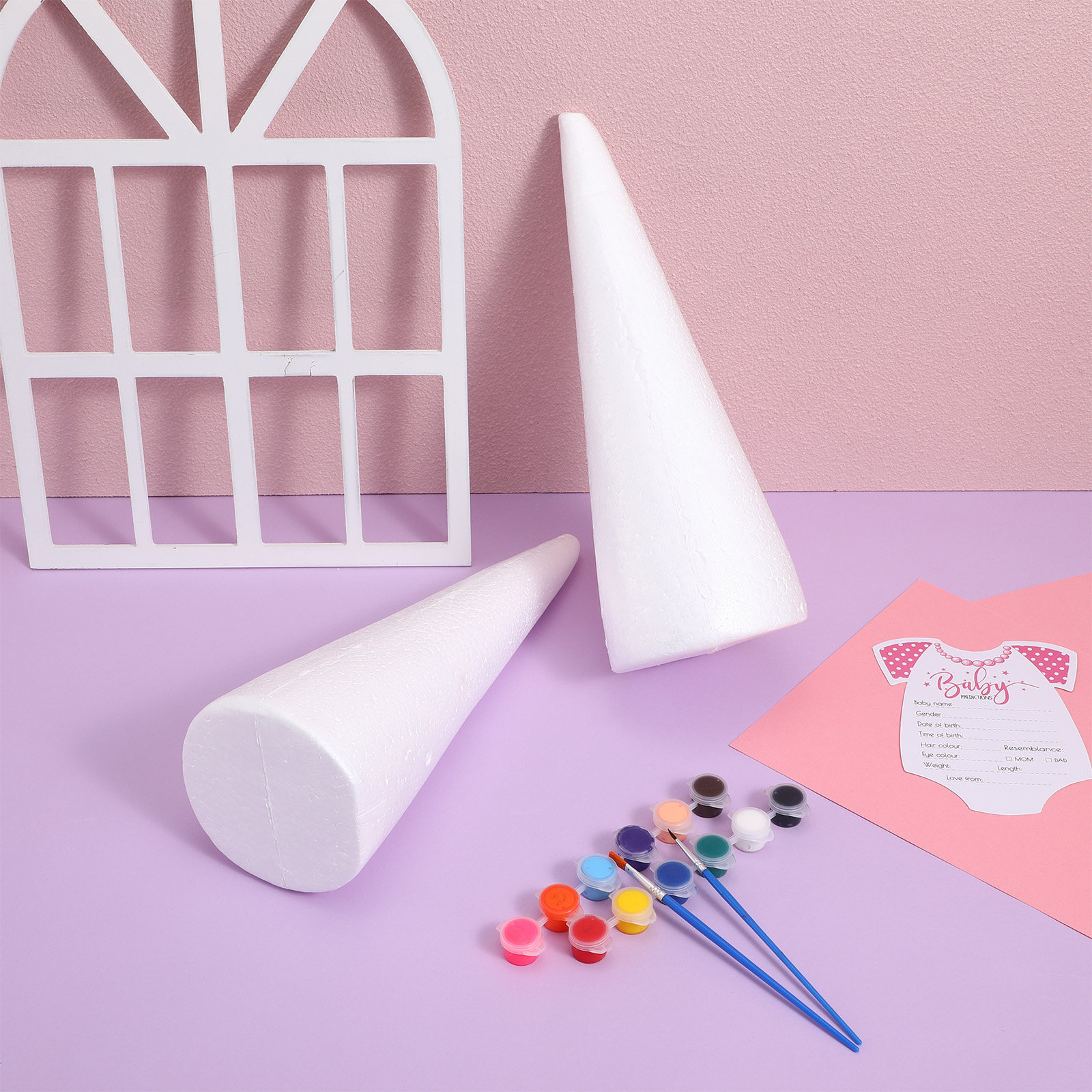 Art Craft Preschool - 2 Stück weiße Polystyrol-Schaumstoffkegel für Bastelarbeiten,