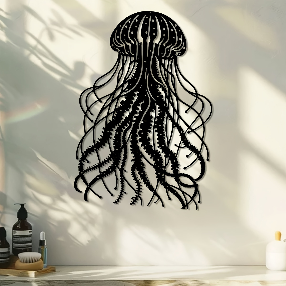 Art Craft Jellyfish - CIFBUY Metall-Wandkunst, Quallen-Skulptur, schwarzes Eisen, Kunsthandwerk,