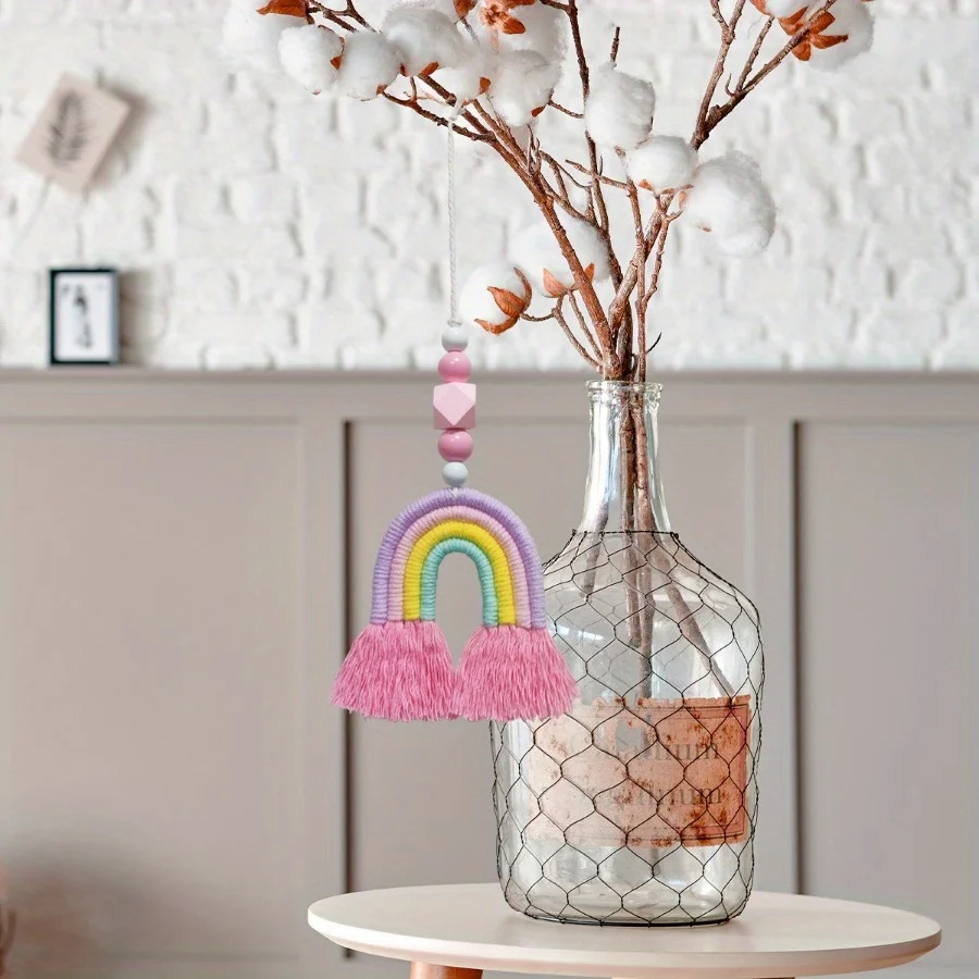 Art And Craft For Nursery - Rosa Regenbogen-Windspiele, Weben, Miniatur-Hängedekorationen, Heim-Kunst-Dekor, zum