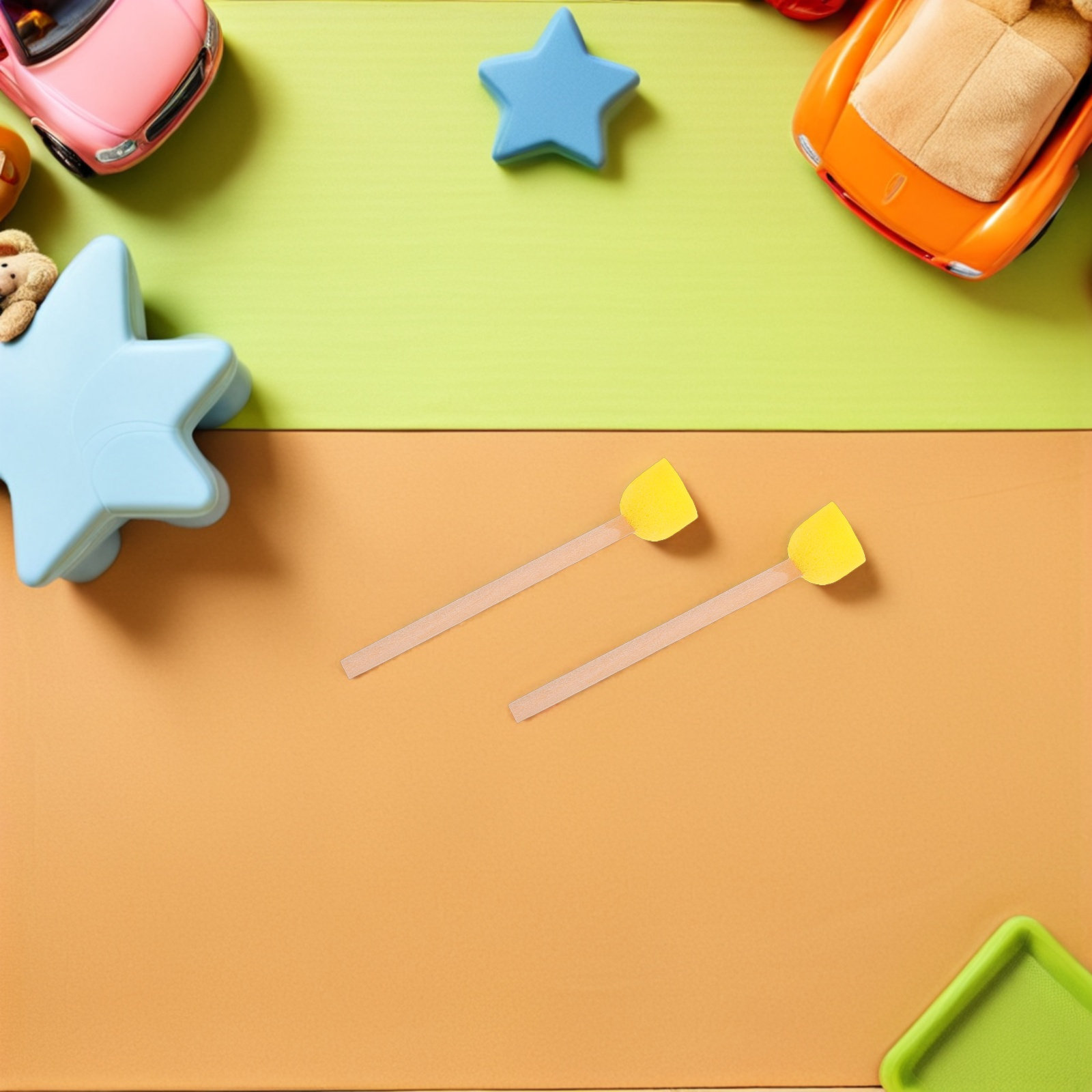 Art Craft Preschool - 80 Stück runde Schwammpinsel mit Holzgriff,