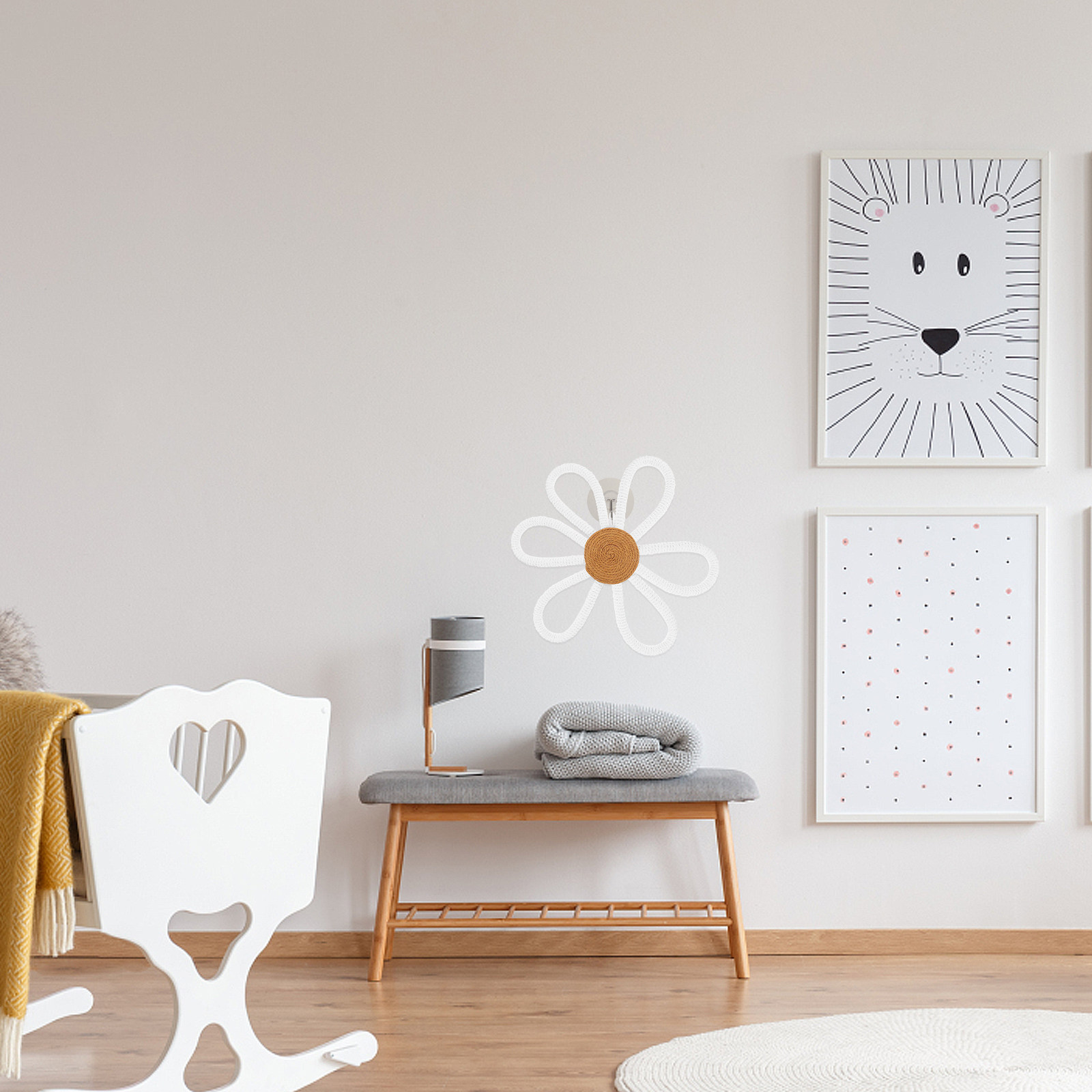 Art And Craft For Nursery - Gewebte Gänseblümchen-Wanddekoration, Boho-Makramee-Hängedekoration für Kinderzimmer, Schlafzimmer,