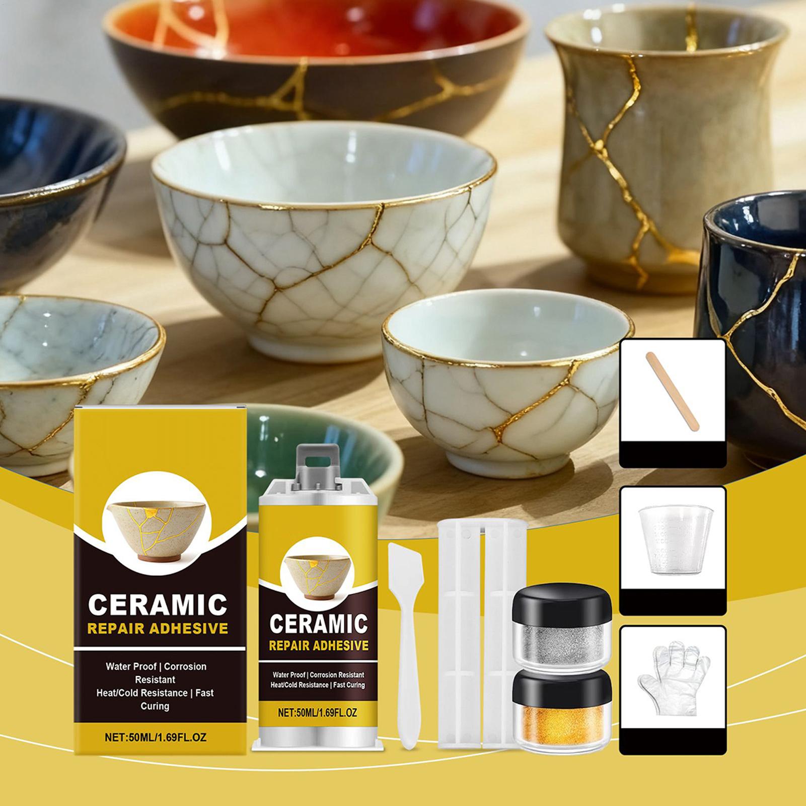 Art Craft Workshop - Kintsugi Reparatur-Set Gold Keramikkleber Lebensmittelsicherer Klebstoff