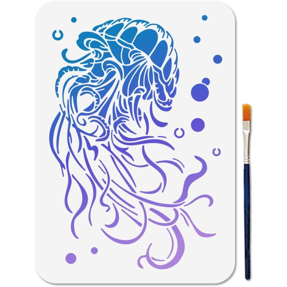 Art Craft Jellyfish - Traumhafte Quallen-Schablone, wiederverwendbare Schablonen mit Sommer-Ozean-Blasen