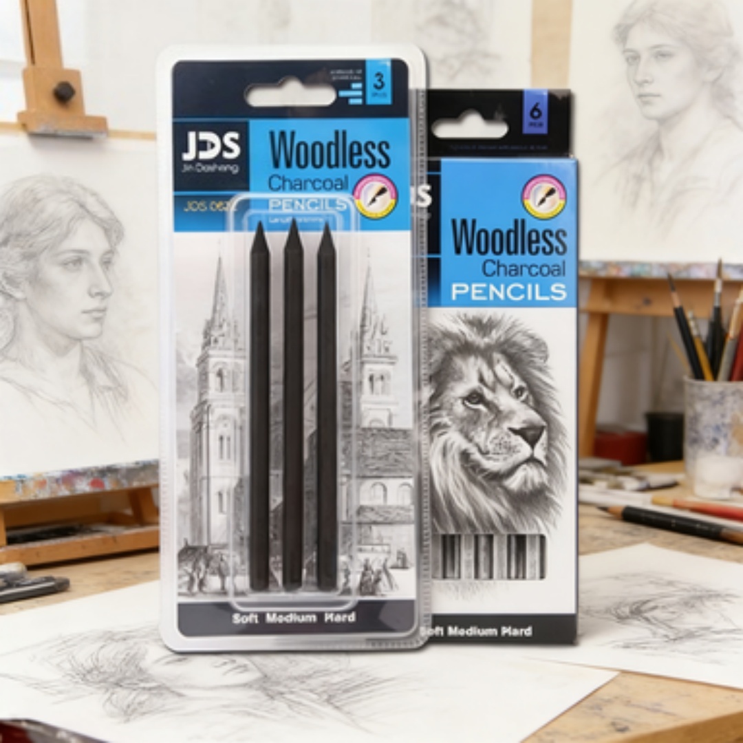 Sketching Charcoal Set - Professionelles Kohlezeichnungsset, weich, mittel, hart, Zeichenstifte