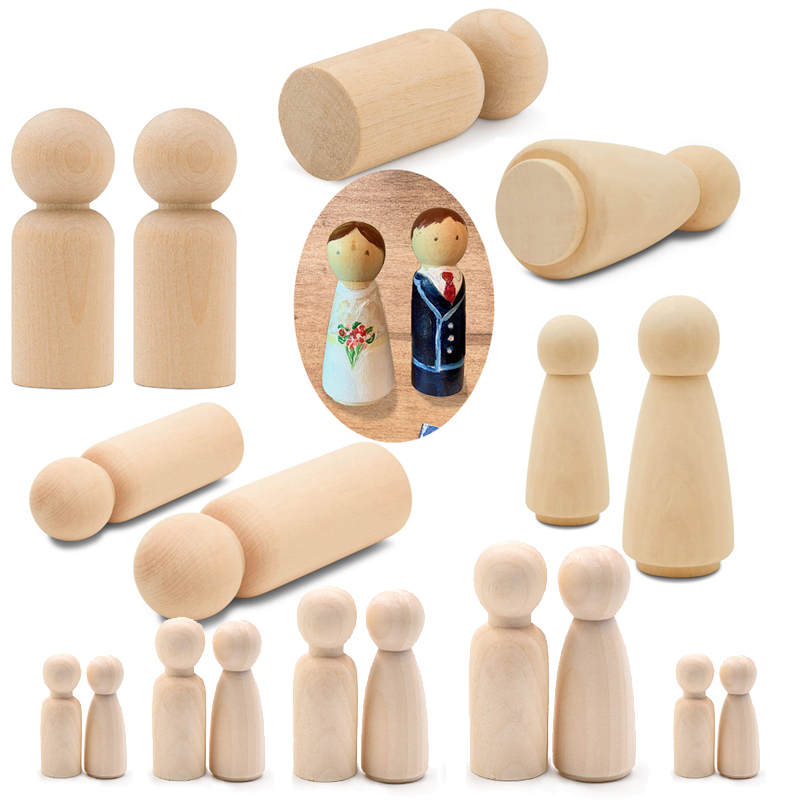 Art And Craft For Nursery - 5 Stück Unfertige Holzpuppen-Körper, Frauen und