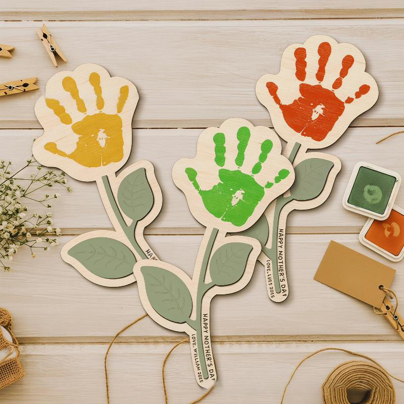 Art And Craft For Nursery - Blanko Holz-Blumenplakette zum Selbstgestalten, Unfertiges Holzschild