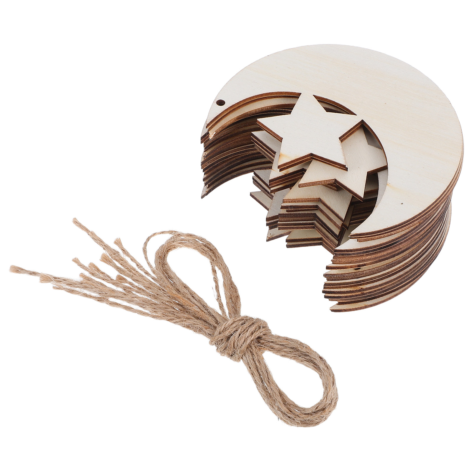 Art And Craft For Nursery - 20 Stück unbehandelte Holzmonde und -sterne,