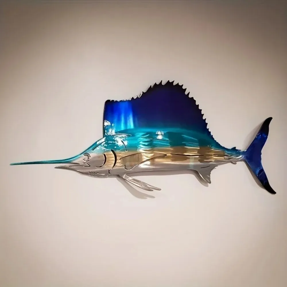 Art Craft Jellyfish - CIFBUY Metall-Wandkunst, Schwertfisch-Quallen-Schildkröten-Skulptur, hängende Dekoration aus