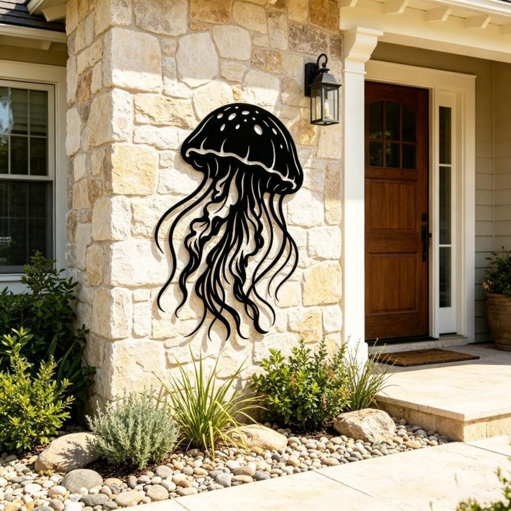 Art Craft Jellyfish - CIFBUY Metall-Wandkunst, Quallen-Skulptur, Meeres-Thema, Eisenhandwerk, Heimdekoration,