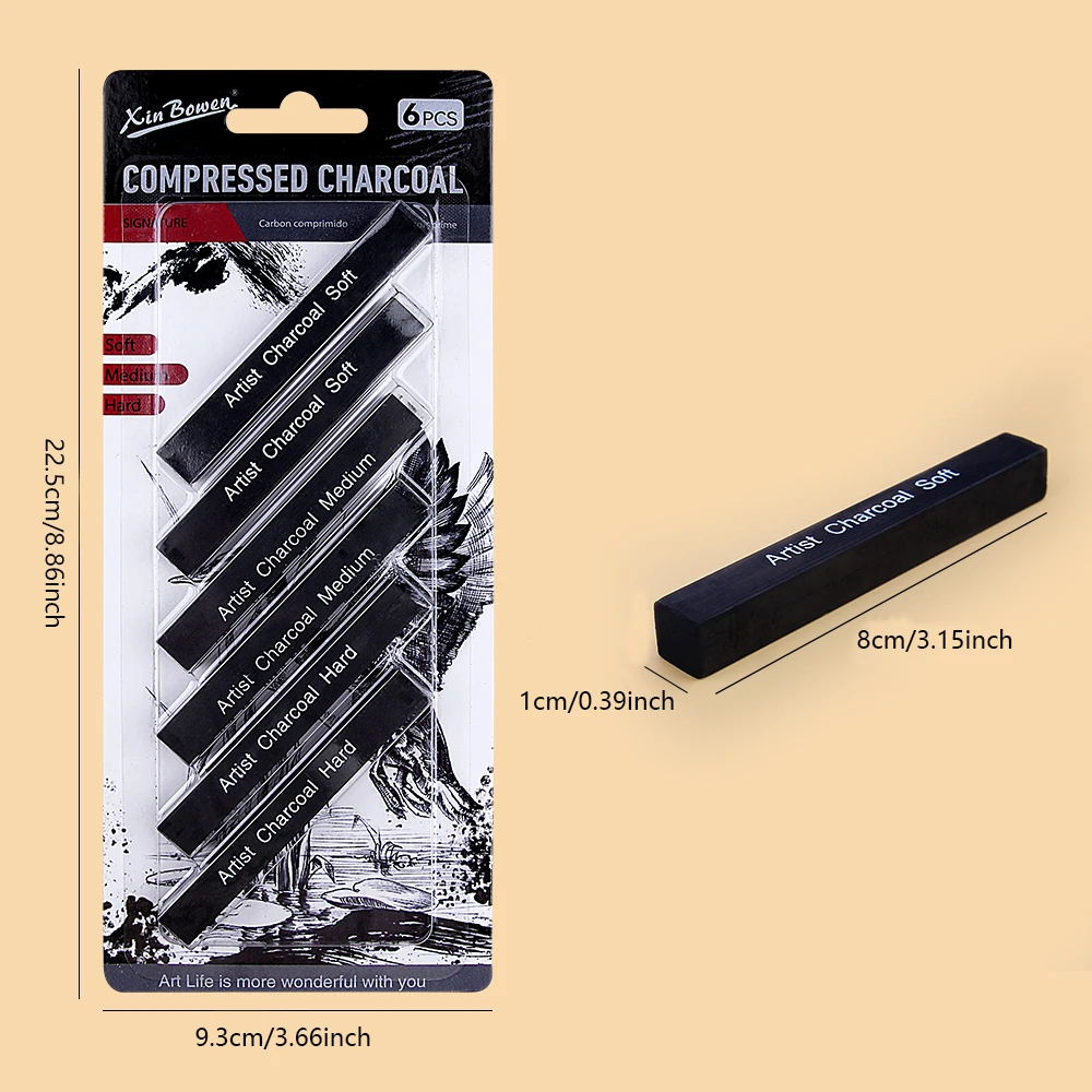 6-teiliges Skizzen-Holzkohlest – Sketching Charcoal Set Bewertung und Preis