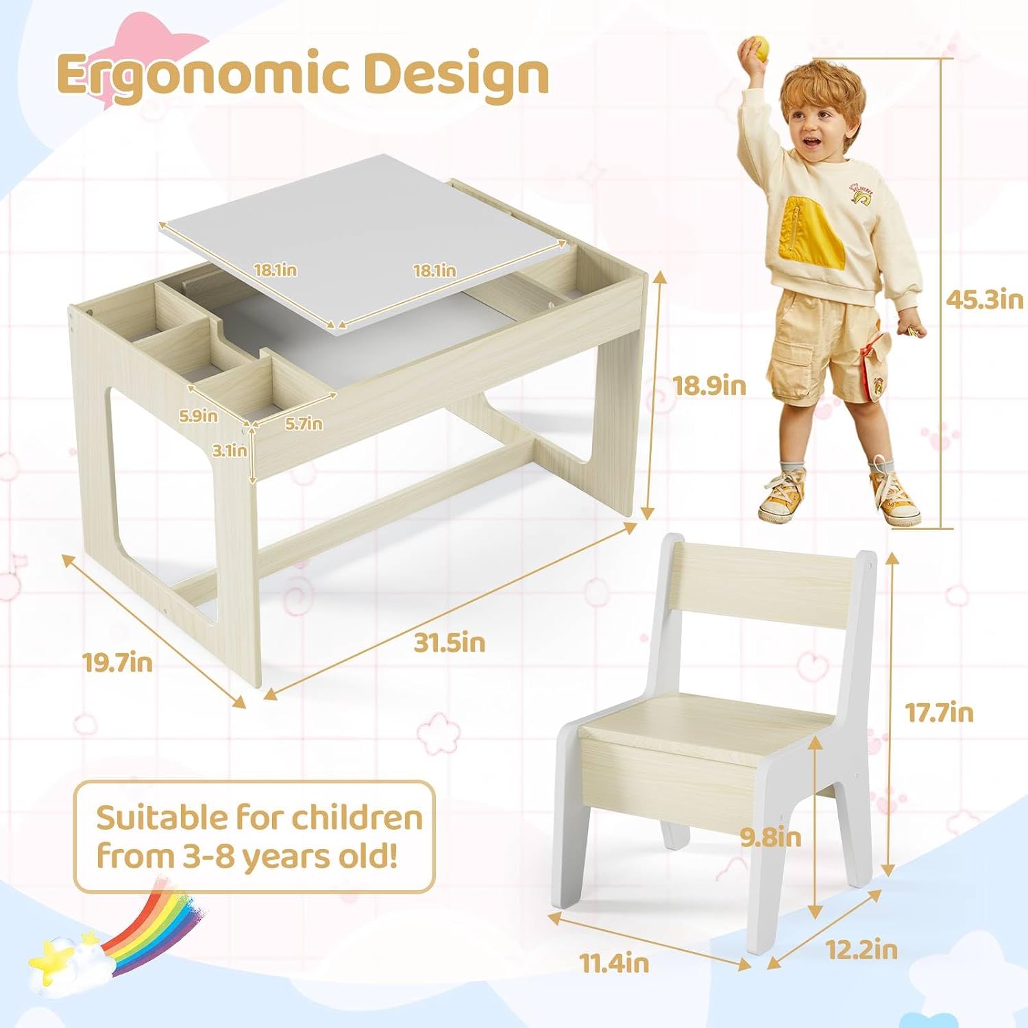 3-in-1 Kinder-Kunsttisch- und  – Art And Craft For Nursery Bewertung und Preis
