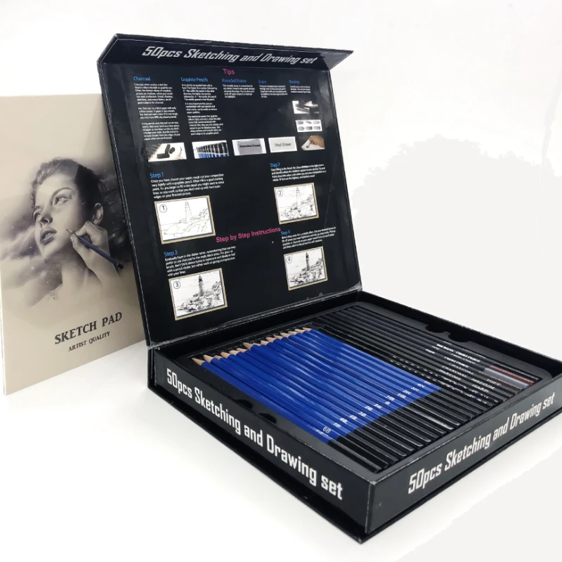 50-teiliges Skizzier-Bleistift – Sketching Charcoal Set Bewertung und Preis