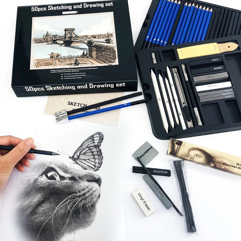 50-teiliges Skizzier-Bleistift – Sketching Charcoal Set Bewertung und Preis