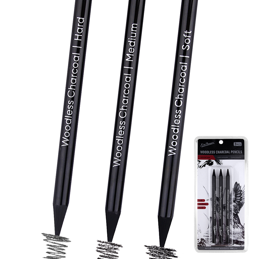 3-teiliges Holzloses Graphitst – Sketching Charcoal Set Bewertung und Preis